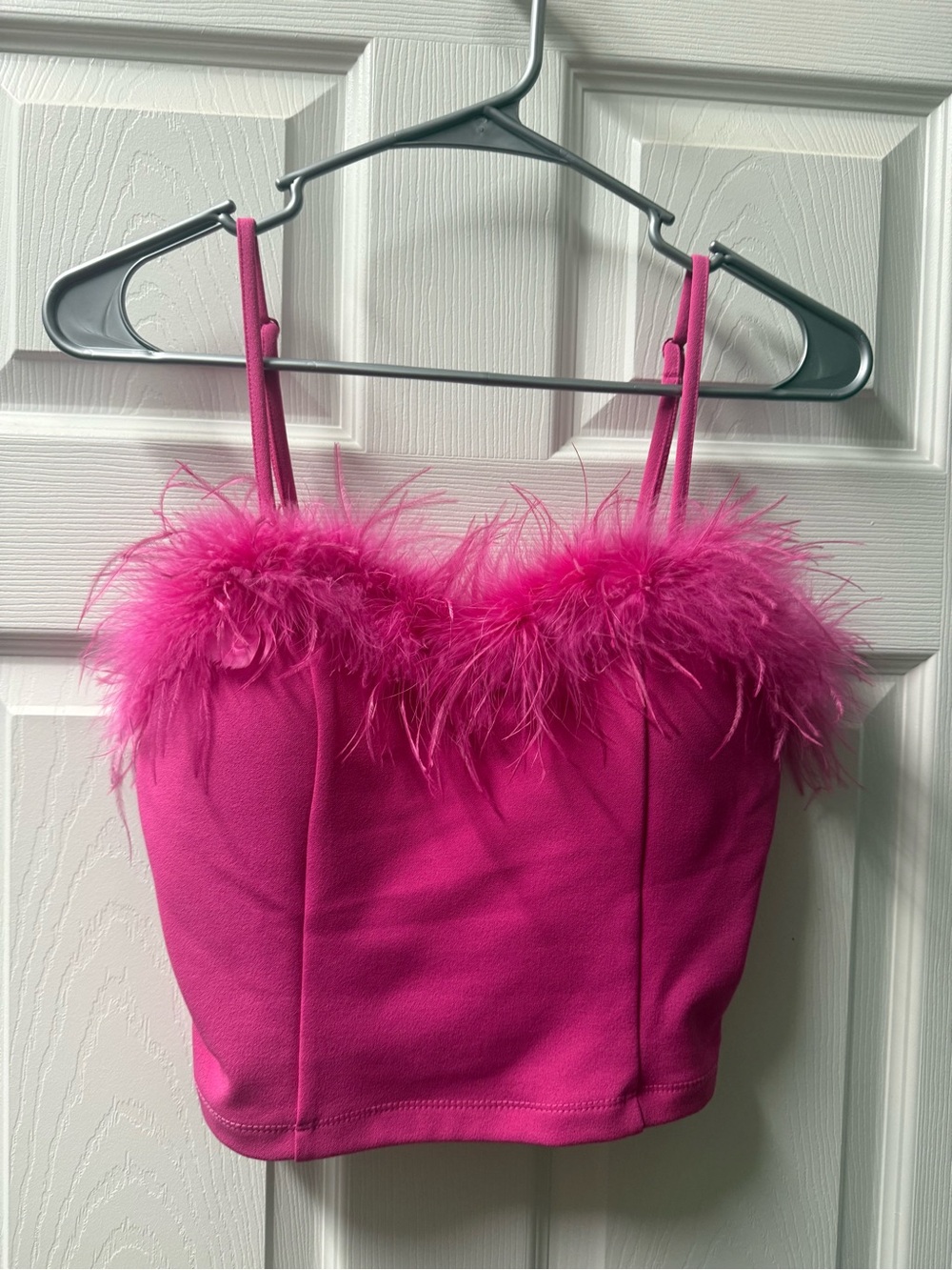 Hot Pink Feathers Crop Top